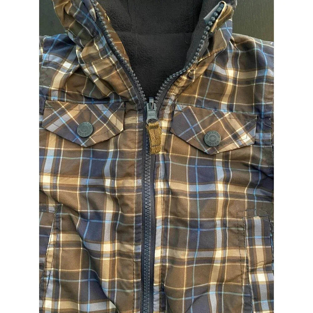 OshKosh B'Gosh Reversible All-Season Jacket Toddler‎ 12mth Plaid/Fleece Full-Zip